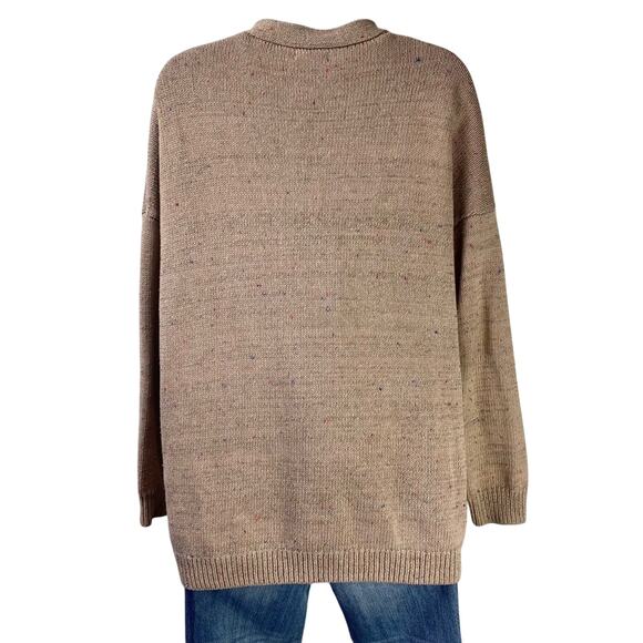 BDG Oversized Speckled Button Front Cardigan Tan S - Picture 3 of 6